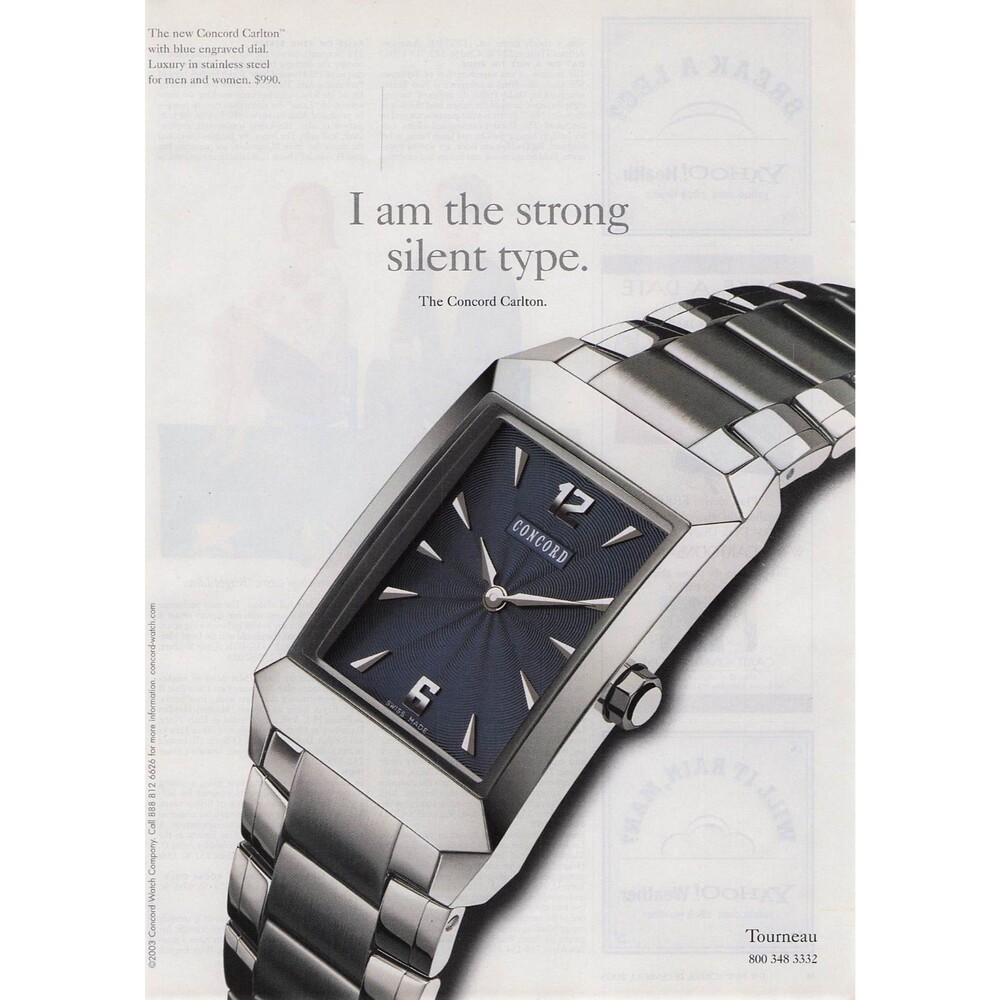 2003 Concord Carlton watch I am the strong silent type Print Ad Pinup Art Poster